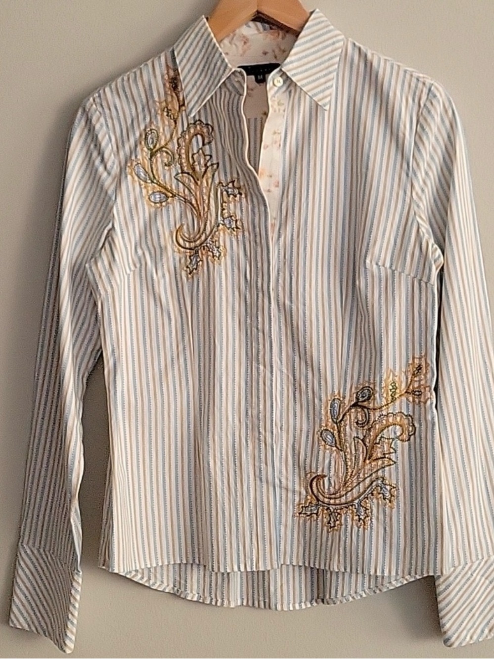 Tucker Floral Embroidered Button Down Shirt Top